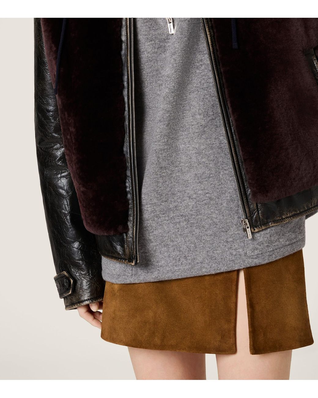 Miu Miu Brown Waxed Suede Mini Skirt