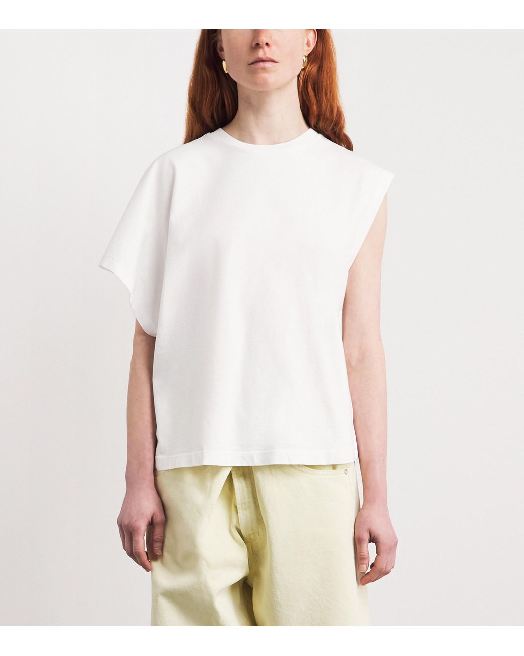 Agolde White Cotton Corrine Asymmetric T-Shirt
