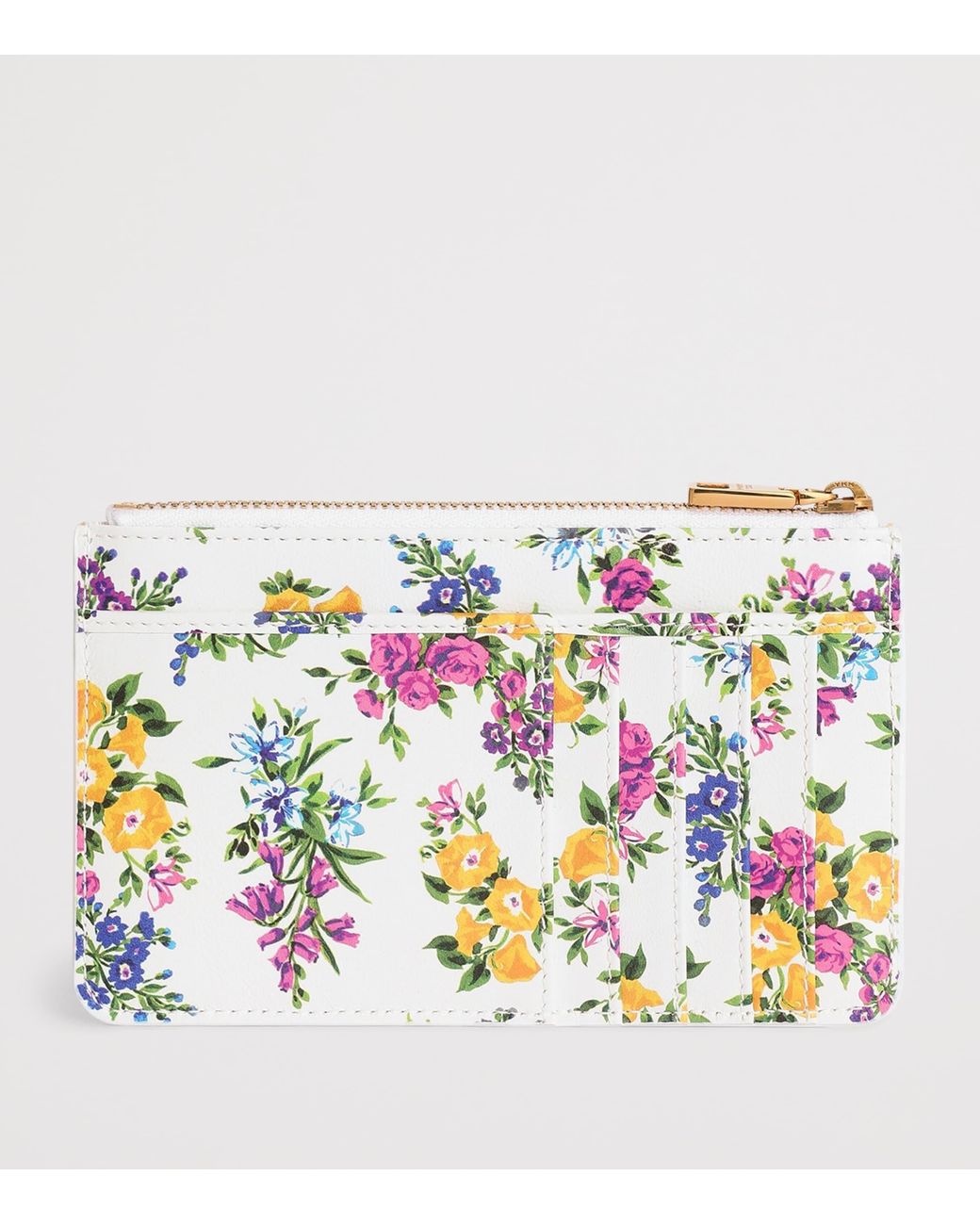 Dolce & Gabbana White Calfskin Floral Print Card Holder