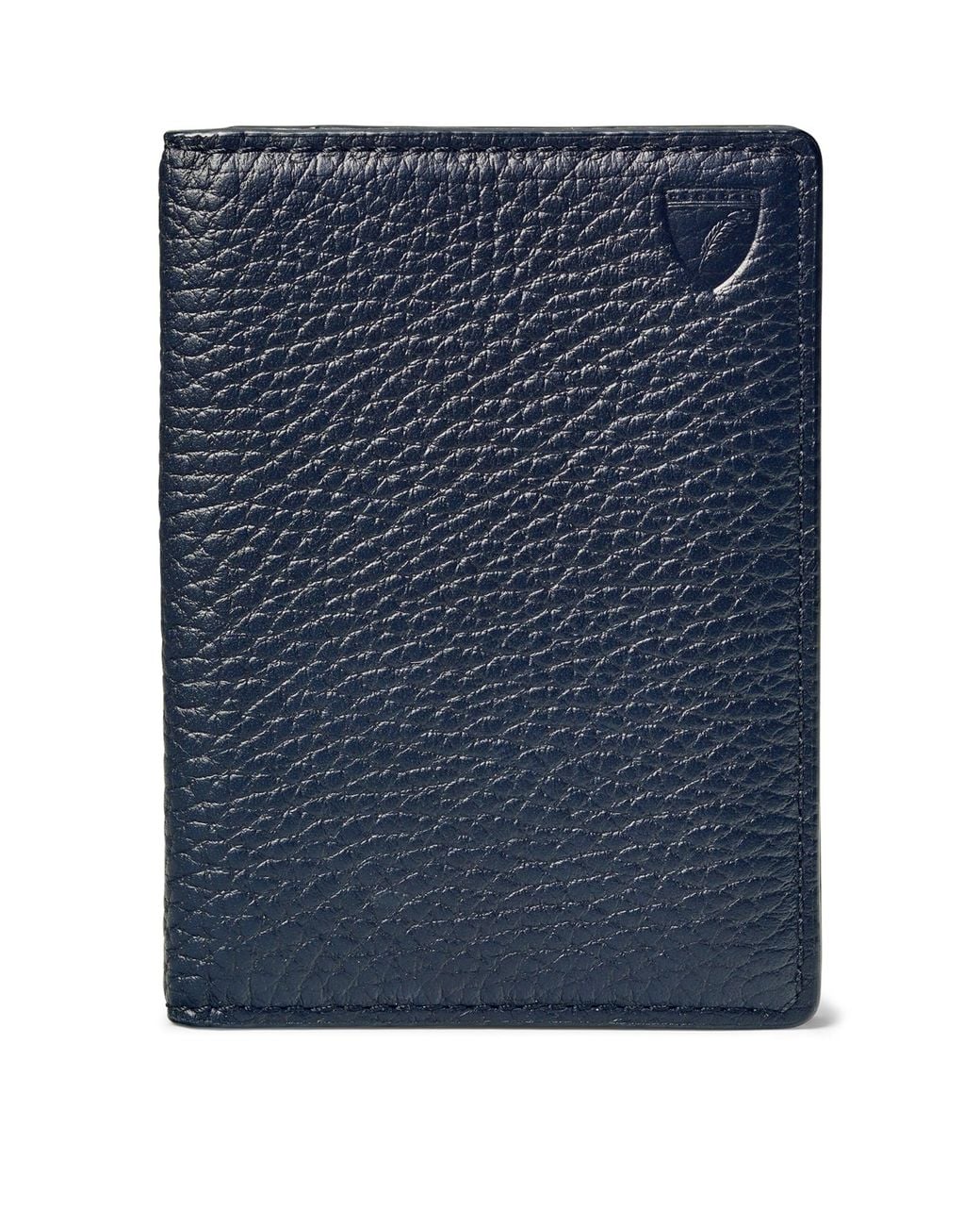 Aspinal Blue Leather Folded Card Holder for men