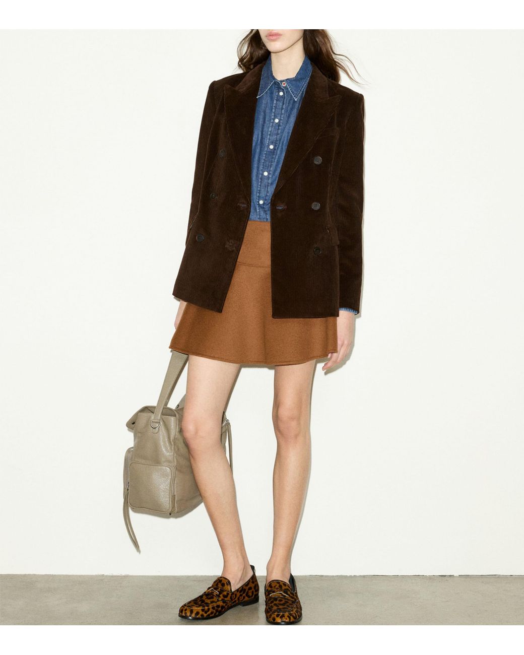 MAX&Co. Brown Corduroy Double-Breasted Blazer