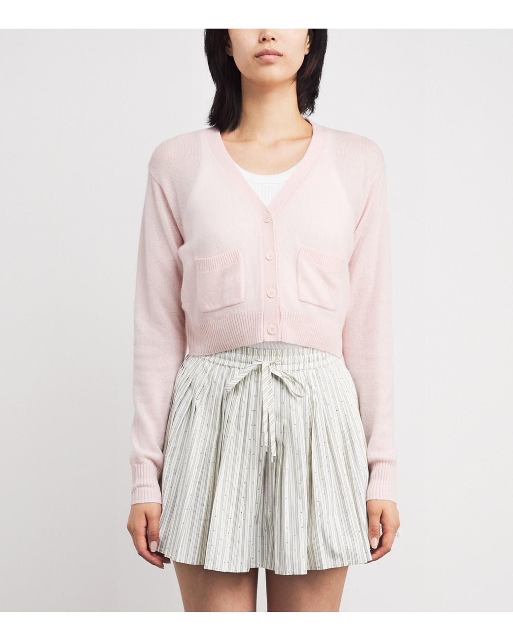 Sandro Pink Wool-Cashmere Cropped Cardigan