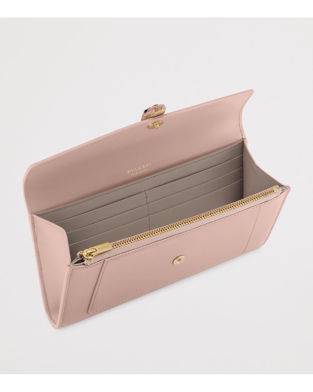 BVLGARI Pink Leather Serpenti Forever Long Wallet