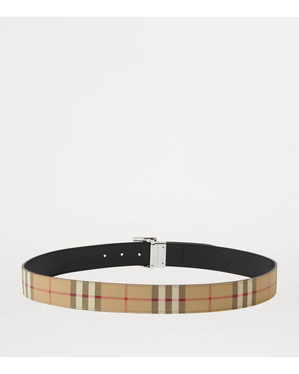 Burberry Natural Leather And Check Reversible Tb Belt for men