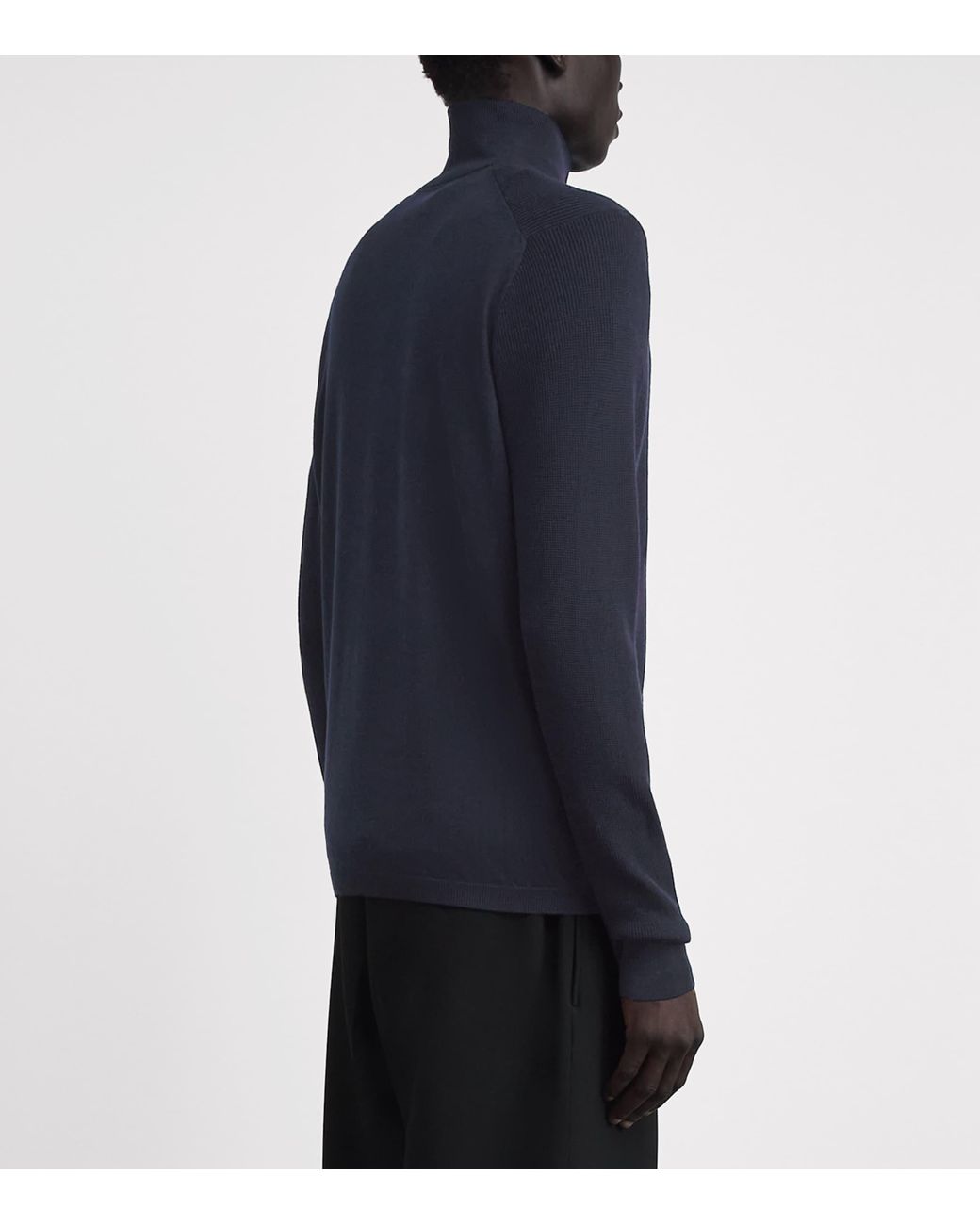 Sease Blue Virgin Wool Quarter-Zip Sweater for men