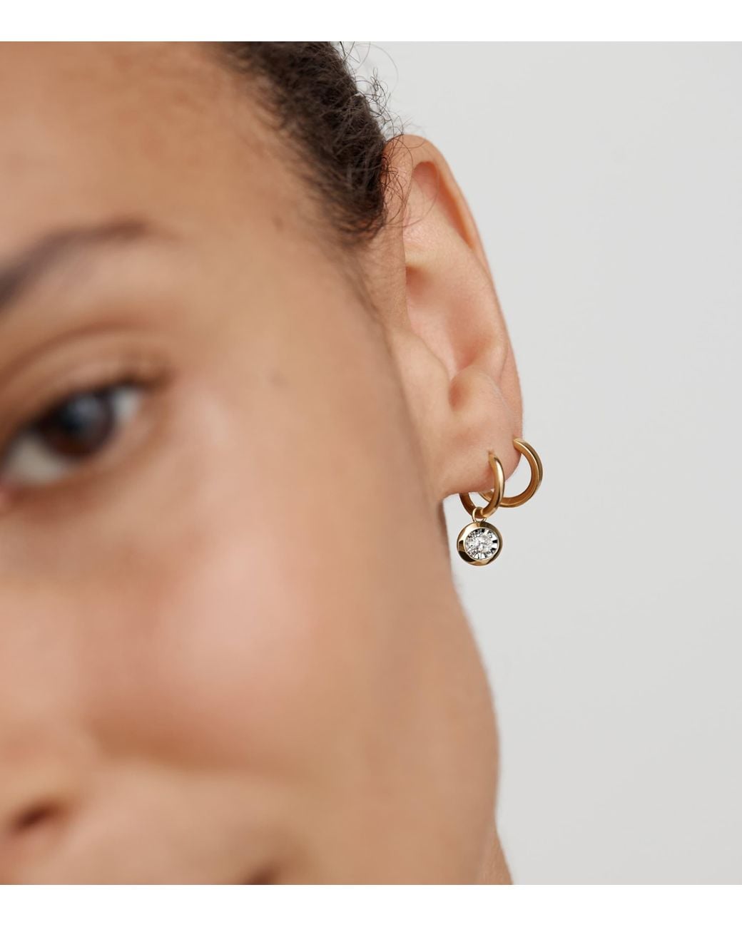 Monica Vinader Metallic Vermeil And Diamond Huggie Earrings