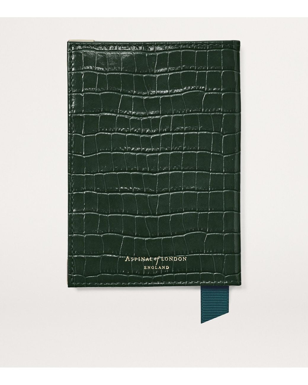 Aspinal Green Leather Passport Cover for men