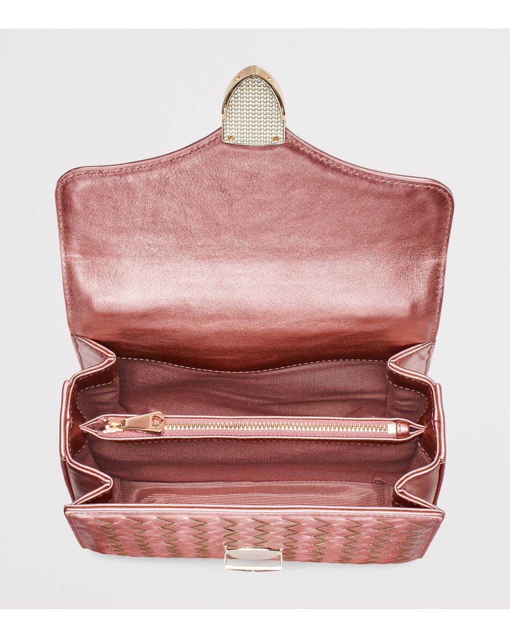 Aspinal Pink Midi Metallic Leather Mayfair Bag