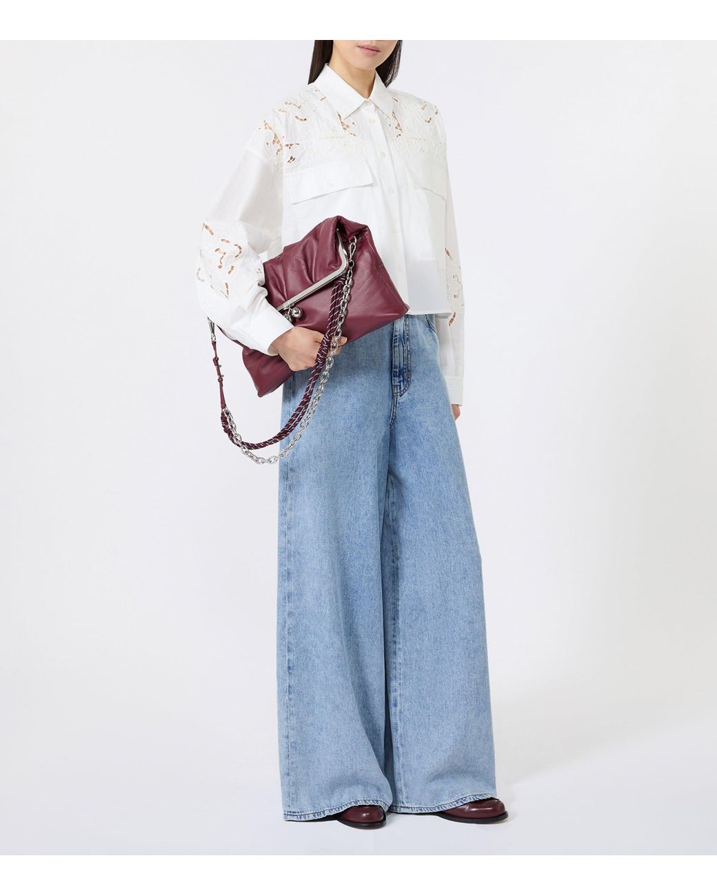 Weekend by Maxmara Red Leather Pasticcino Clutch Bag
