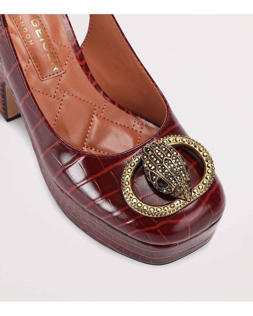 Kurt Geiger Red Croc-Effect Chelsea Platform Pumps