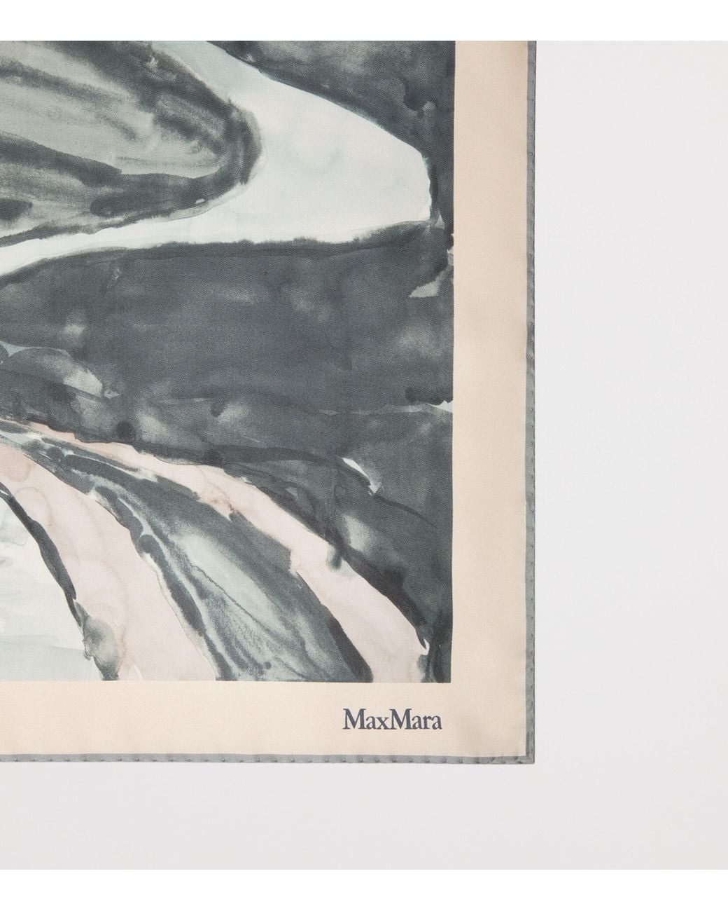 Max Mara Gray Silk Printed Square Scarf