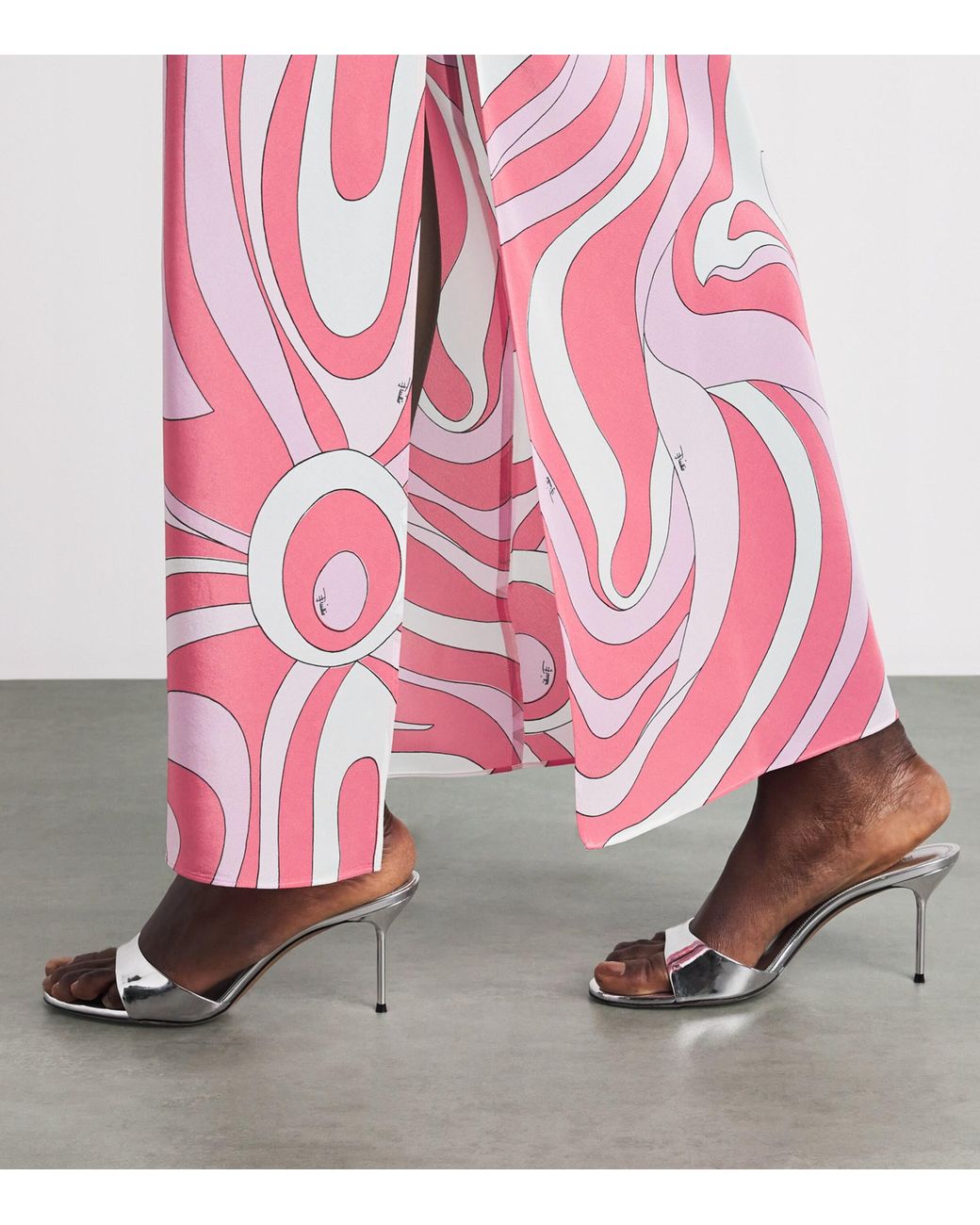 Emilio Pucci Pink Silk Printed Maxi Slip Dress