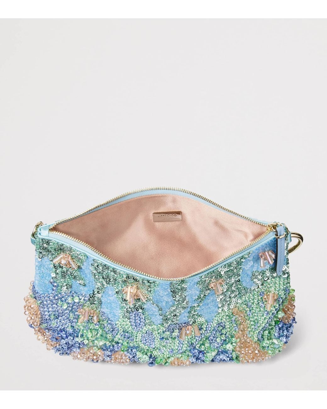 Jimmy Choo Blue Callie Satin Embellished Clutch Bag