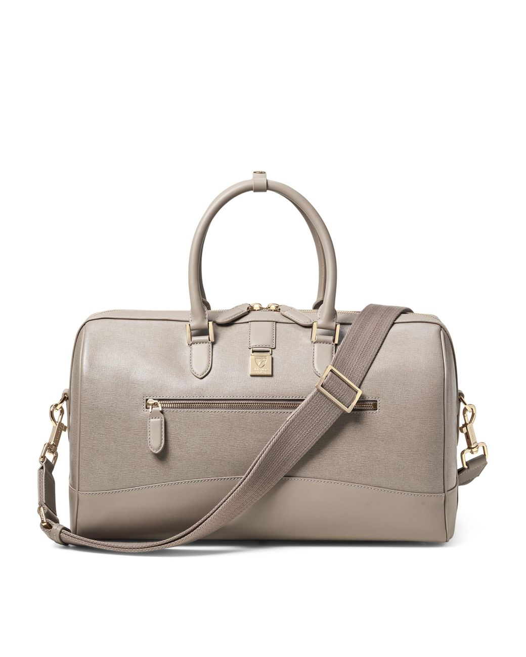 Aspinal Gray Leather Connaught Holdall for men