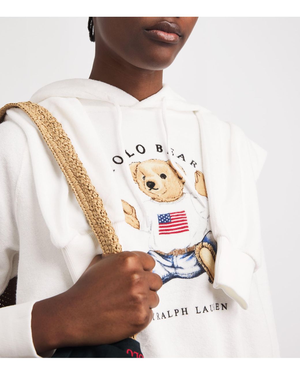 Polo Ralph Lauren White Micro-Towelling Sitting Polo Bear Hoodie