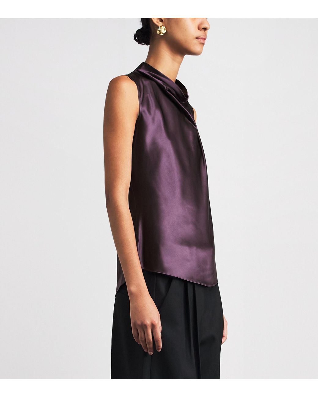Veronica Beard Purple Silk-Blend Sleeveless Tam Blouse