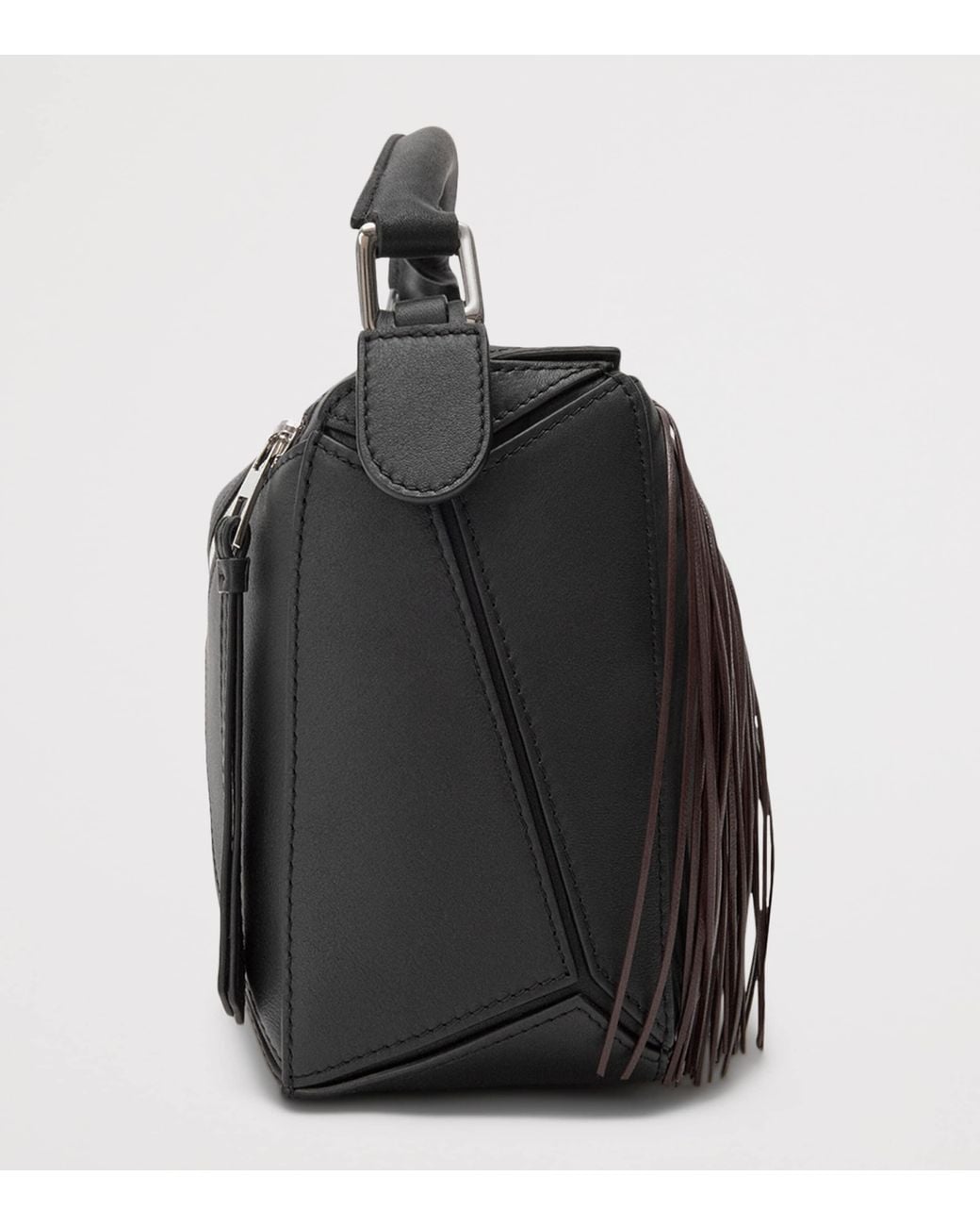Loewe Black Small Leather Puzzle Fringed Top-Handle Bag