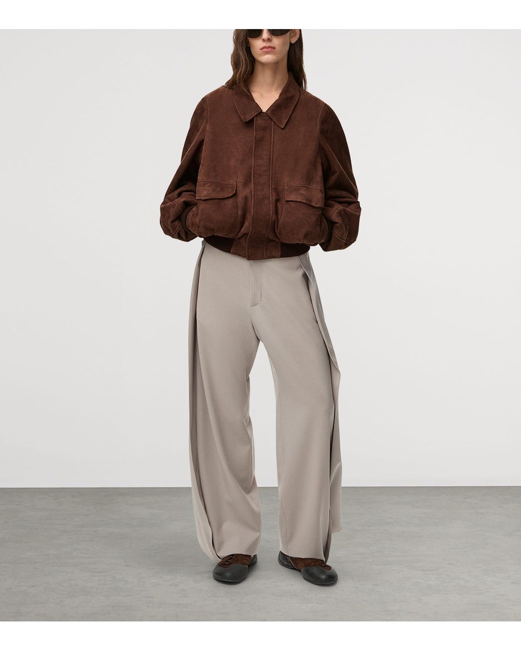 Loewe Brown Leather-Blend Bomber Jacket