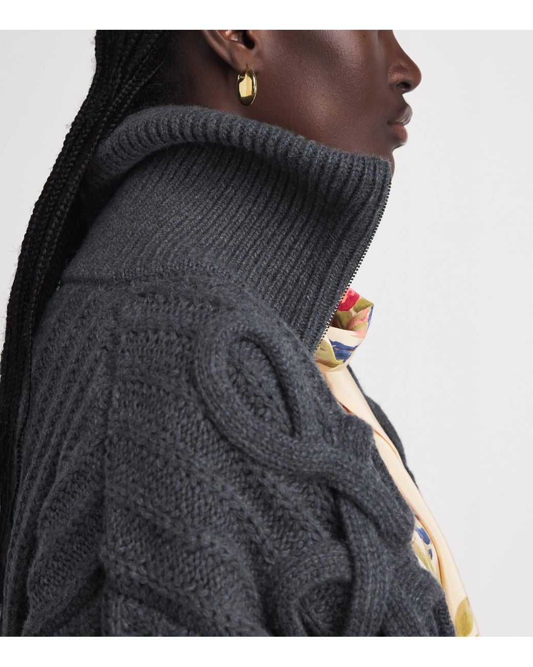 Etro Gray Wool-Blend Zip-Up Cardigan