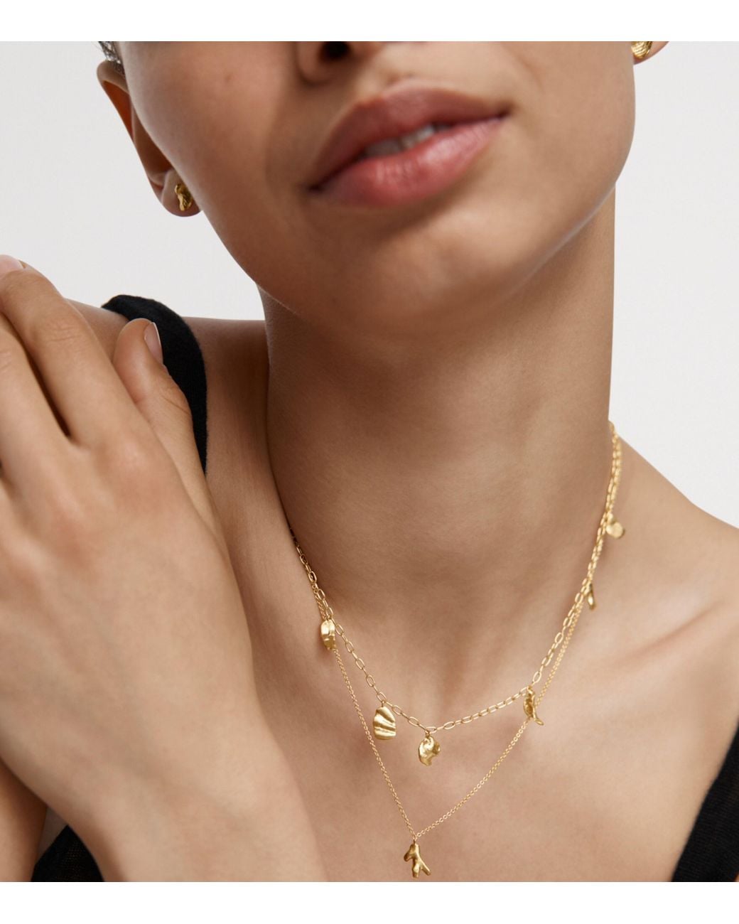 Monica Vinader Metallic Vermeil Fragments Asymmetric Necklace