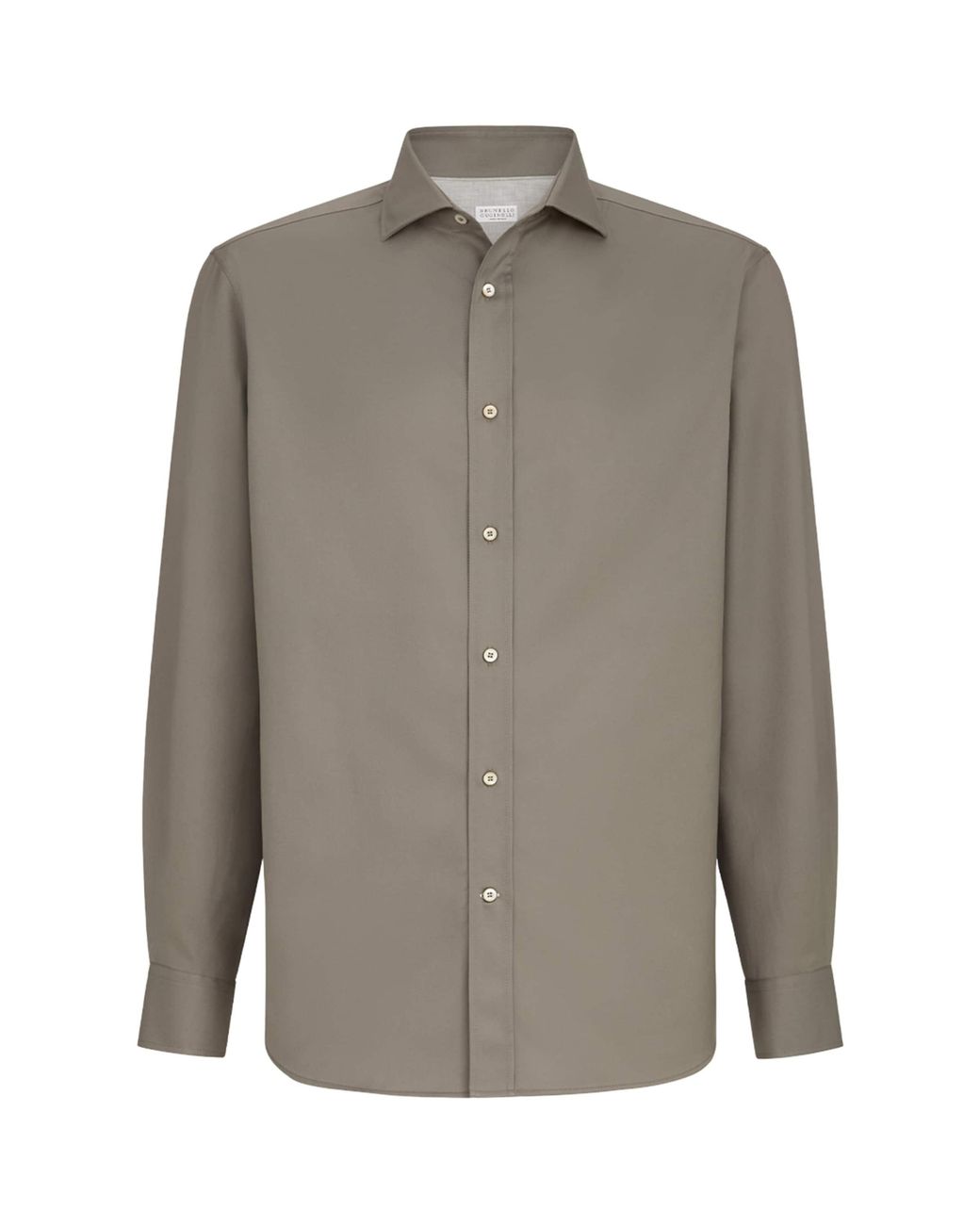 Brunello Cucinelli Gray Cotton Twill Garment-Dyed Shirt for men