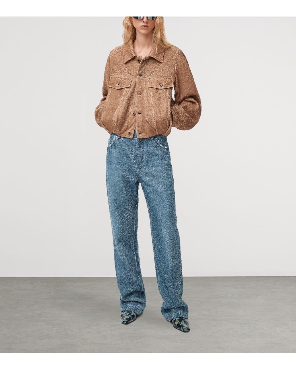 Loewe Brown Textured Lambskin Oversized Jacket