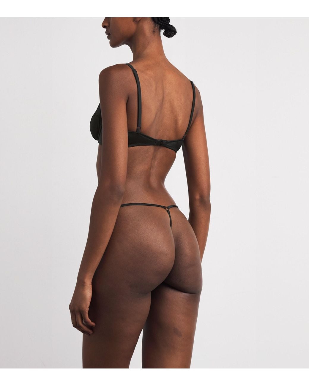 Kiki de Montparnasse Black Stretch-Silk Tous Les Jours Demi Bra
