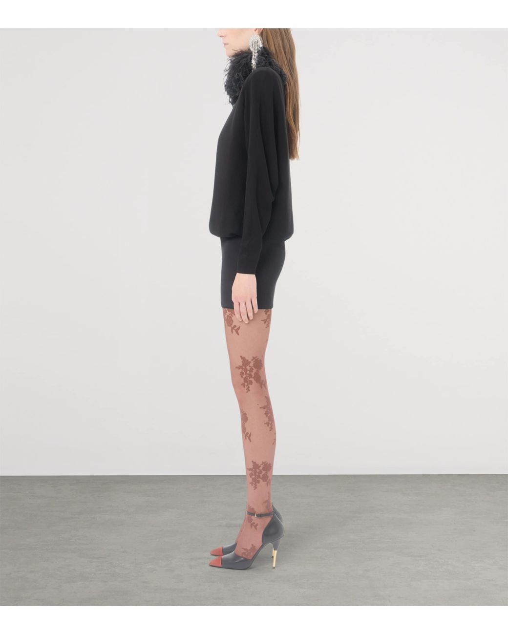 Valentino Black Silk Feather-Trim Mini Dress