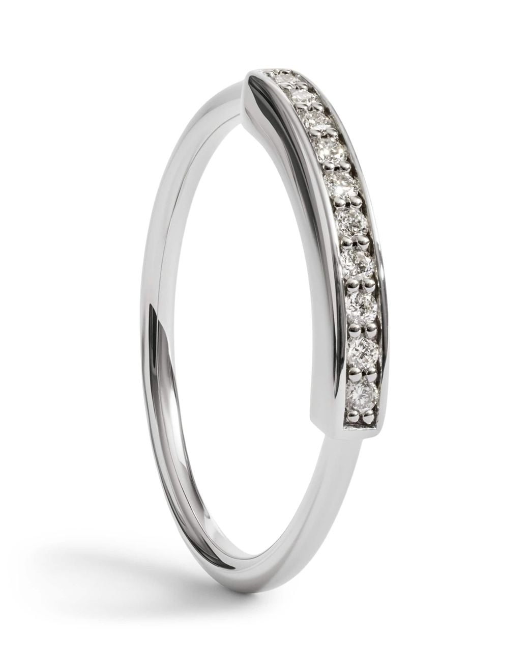 Monica Vinader Metallic Sterling And Diamond Linear Stacking Ring