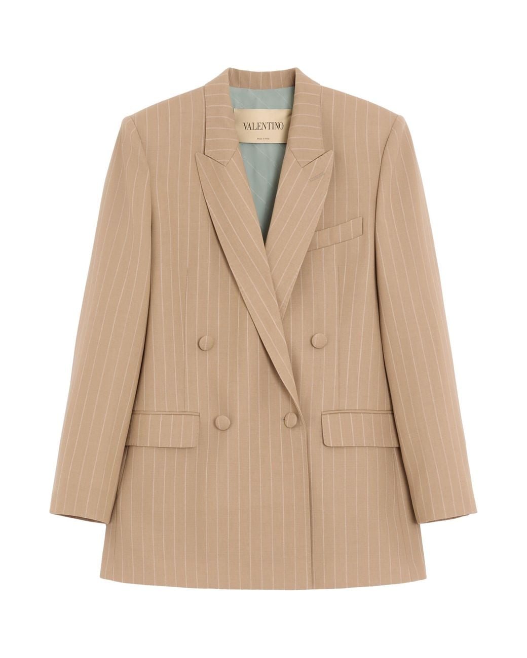 Valentino Natural Virgin Wool Pinstripe Blazer