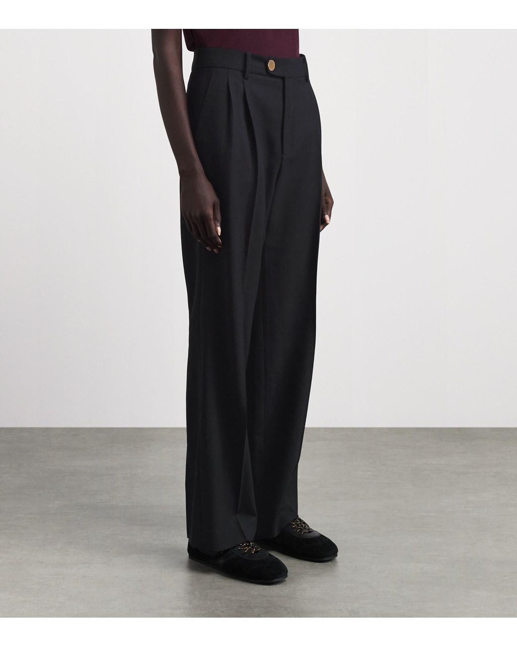 Sandro Black Wool Pleated Trousers