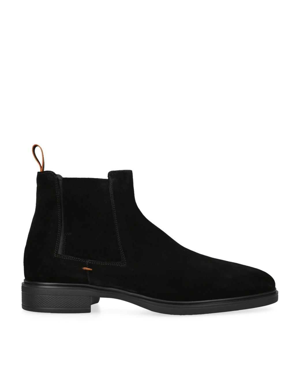 Santoni Black Suede Chelsea Boots for men