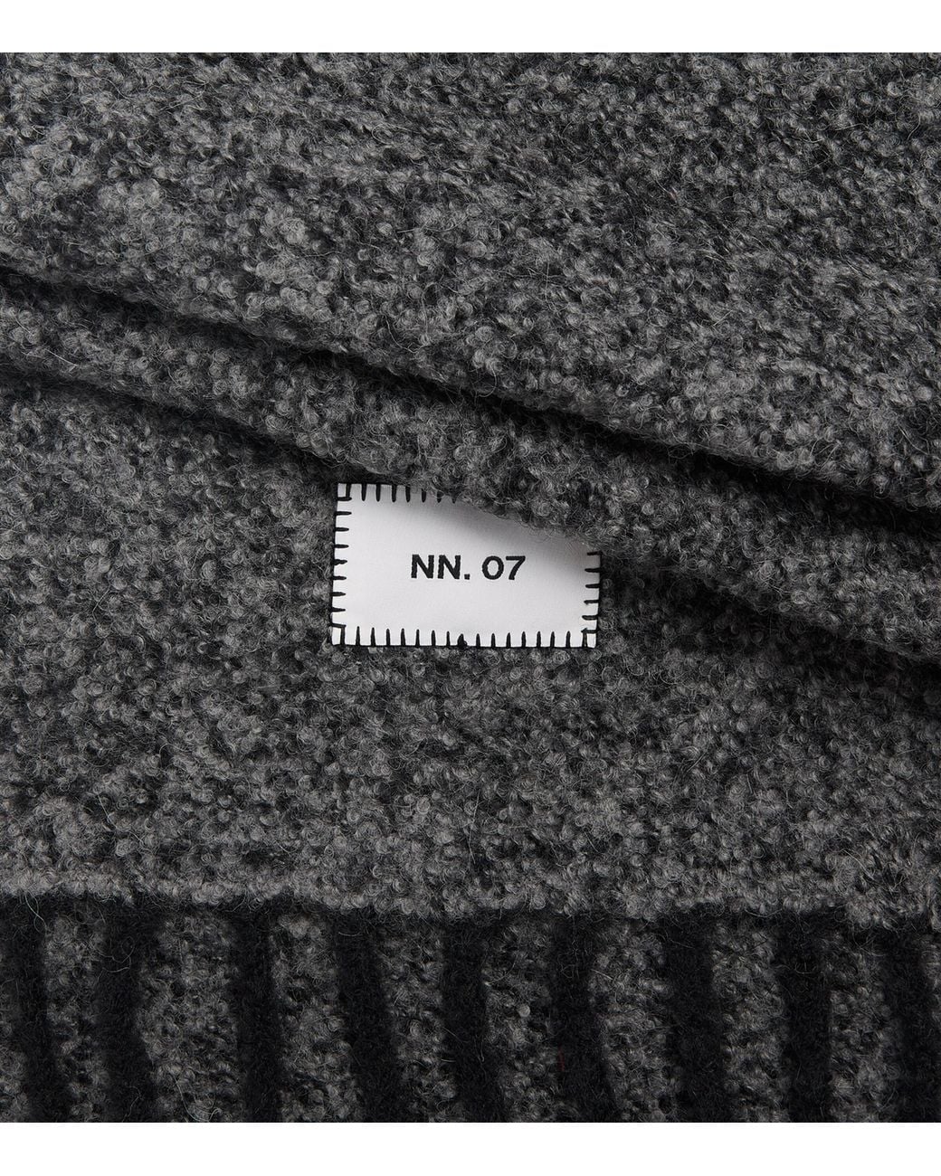 NN07 Gray Alpaca-Wool-Blend Fringed Scarf for men