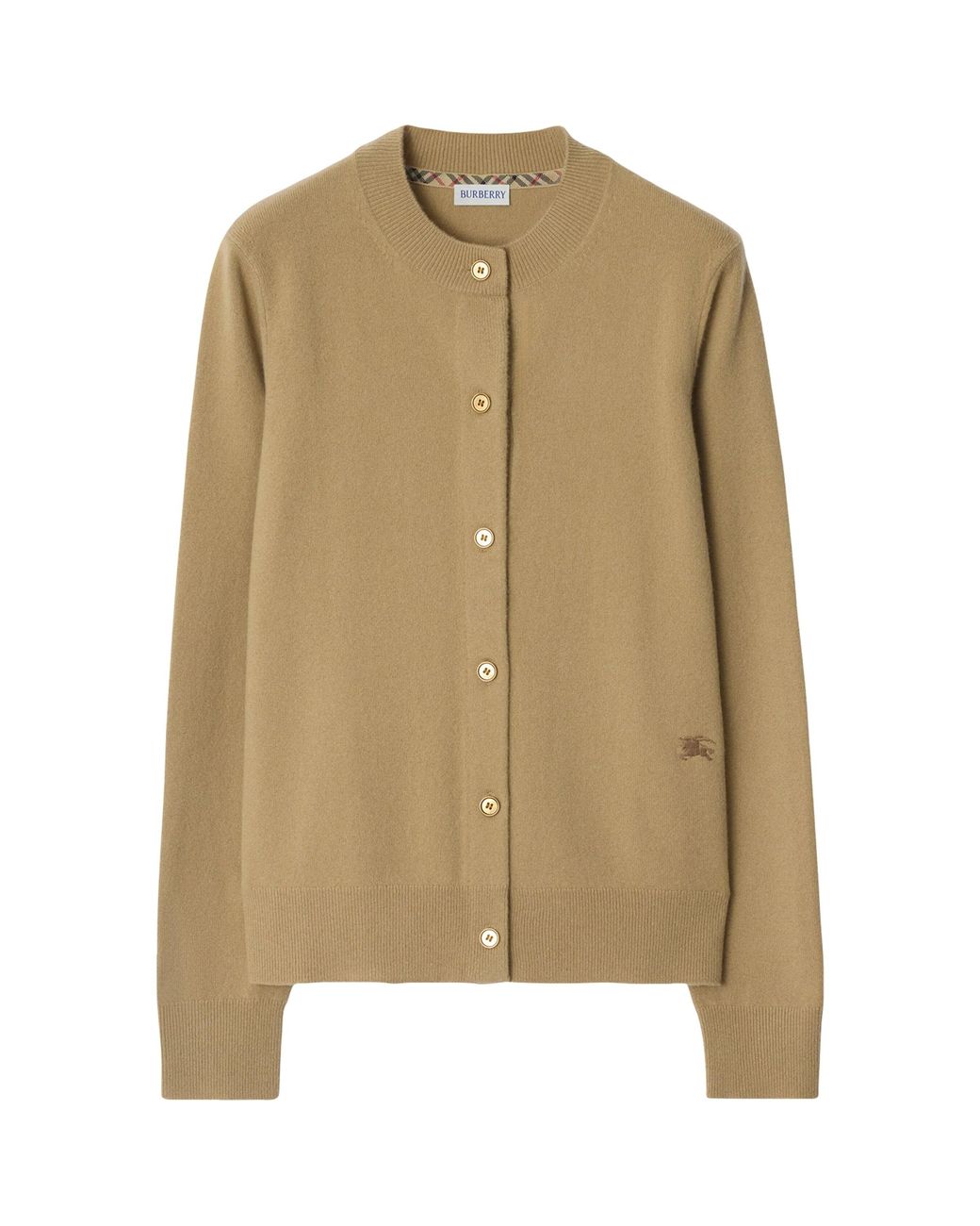 Burberry Natural Cashmere Ekd-Embroidered Cardigan