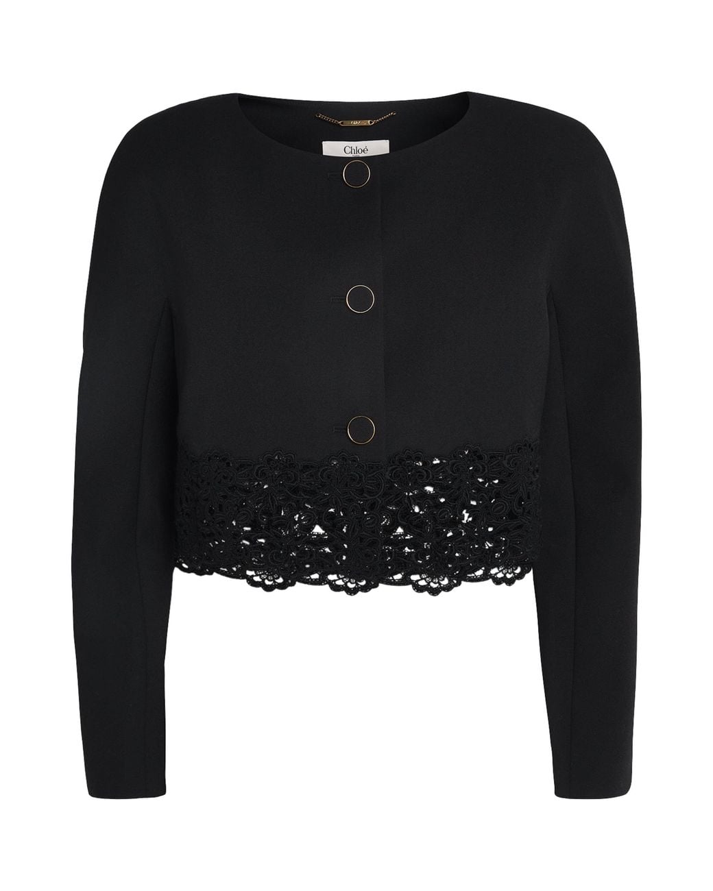 Chloé Black Wool Lace-Embroidered Jacket