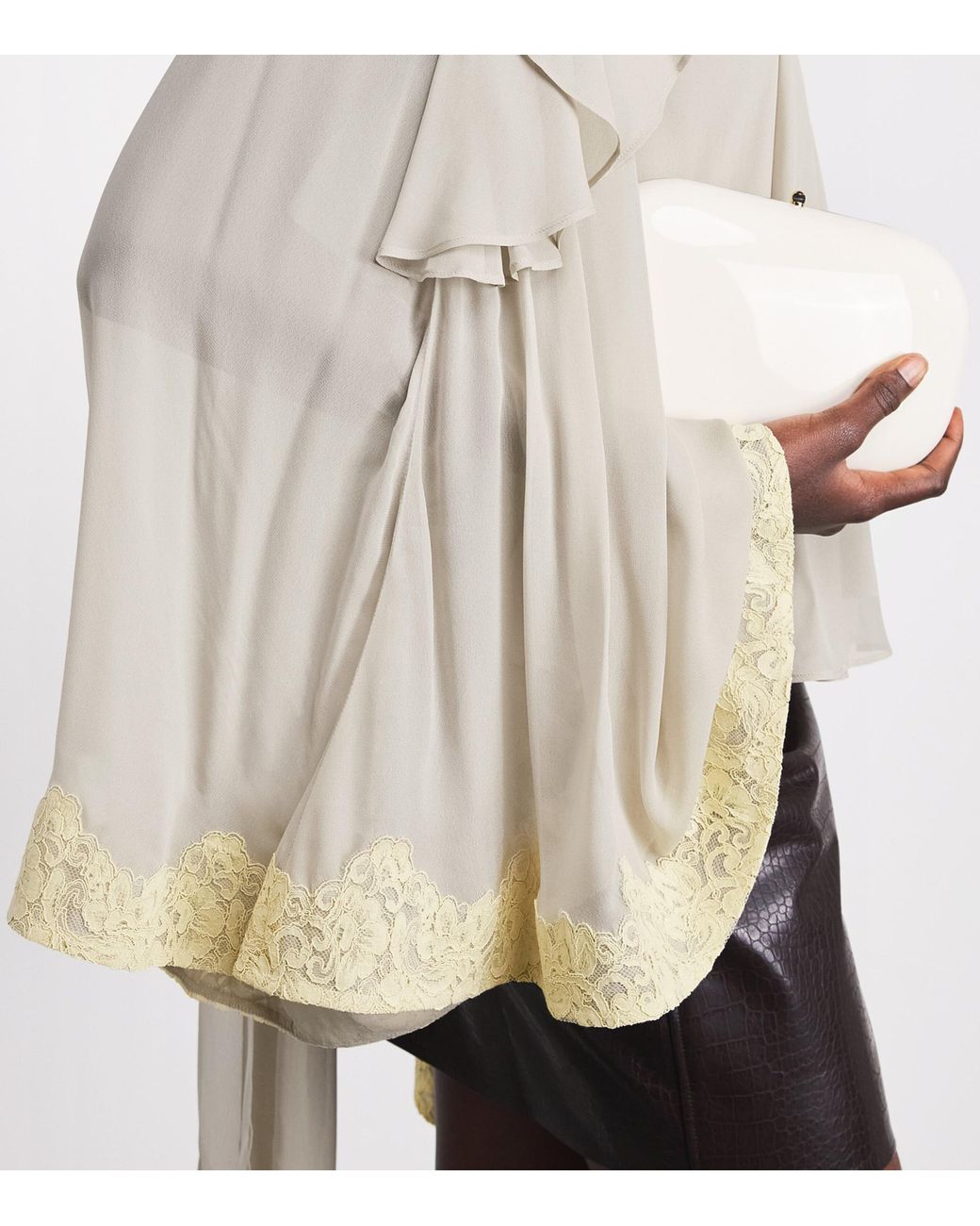 De La Vali White Cape-Detail Alitha Blouse