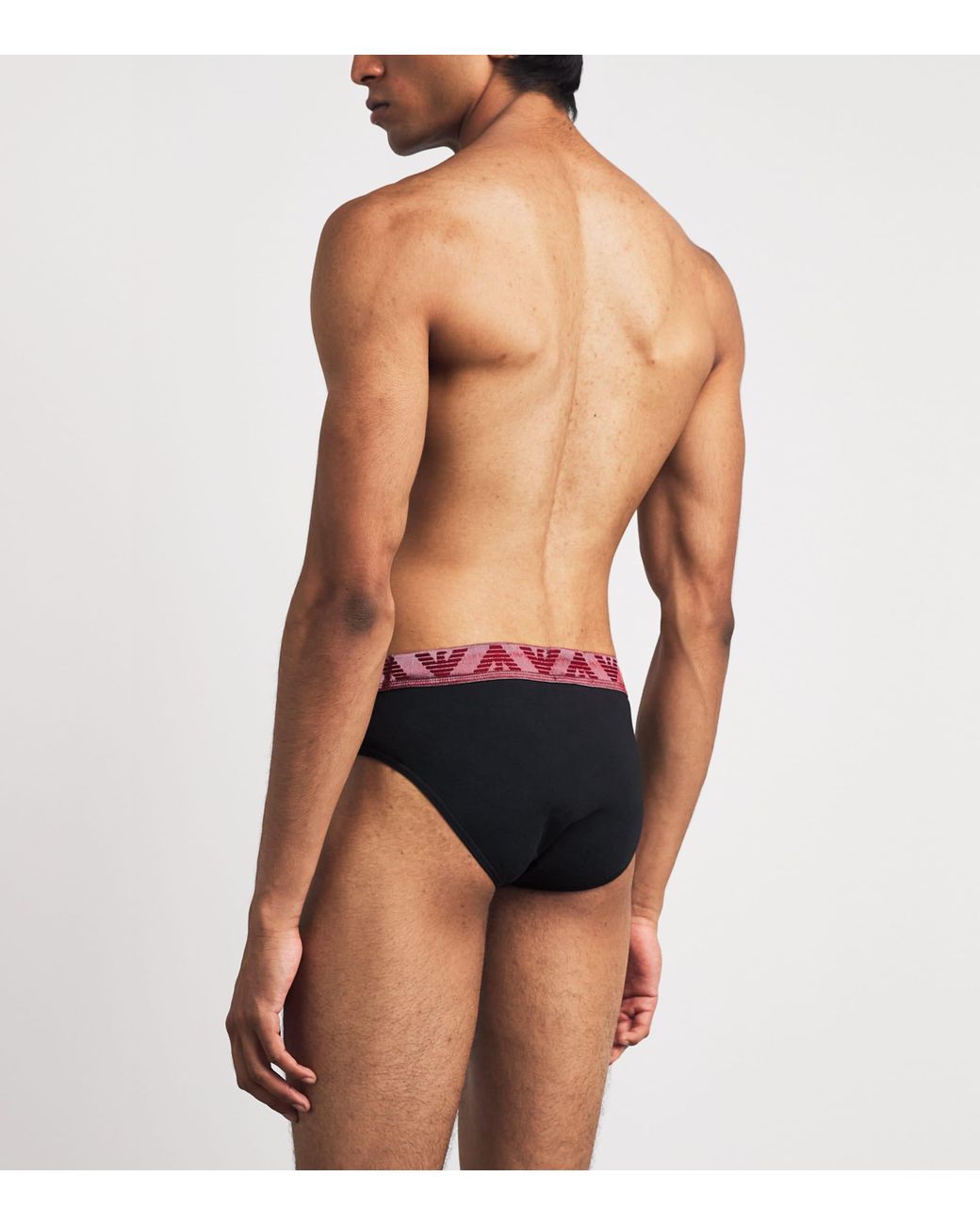 Emporio Armani Black Stretch-Cotton Logo Briefs for men