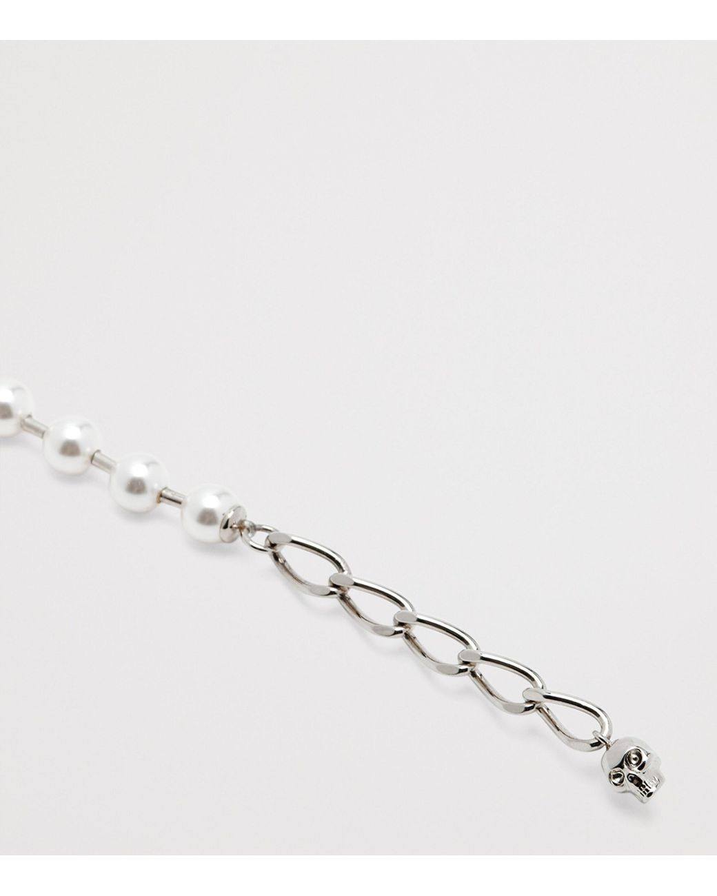McQueen Metallic Faux Pearl And Skull Bracelet for men
