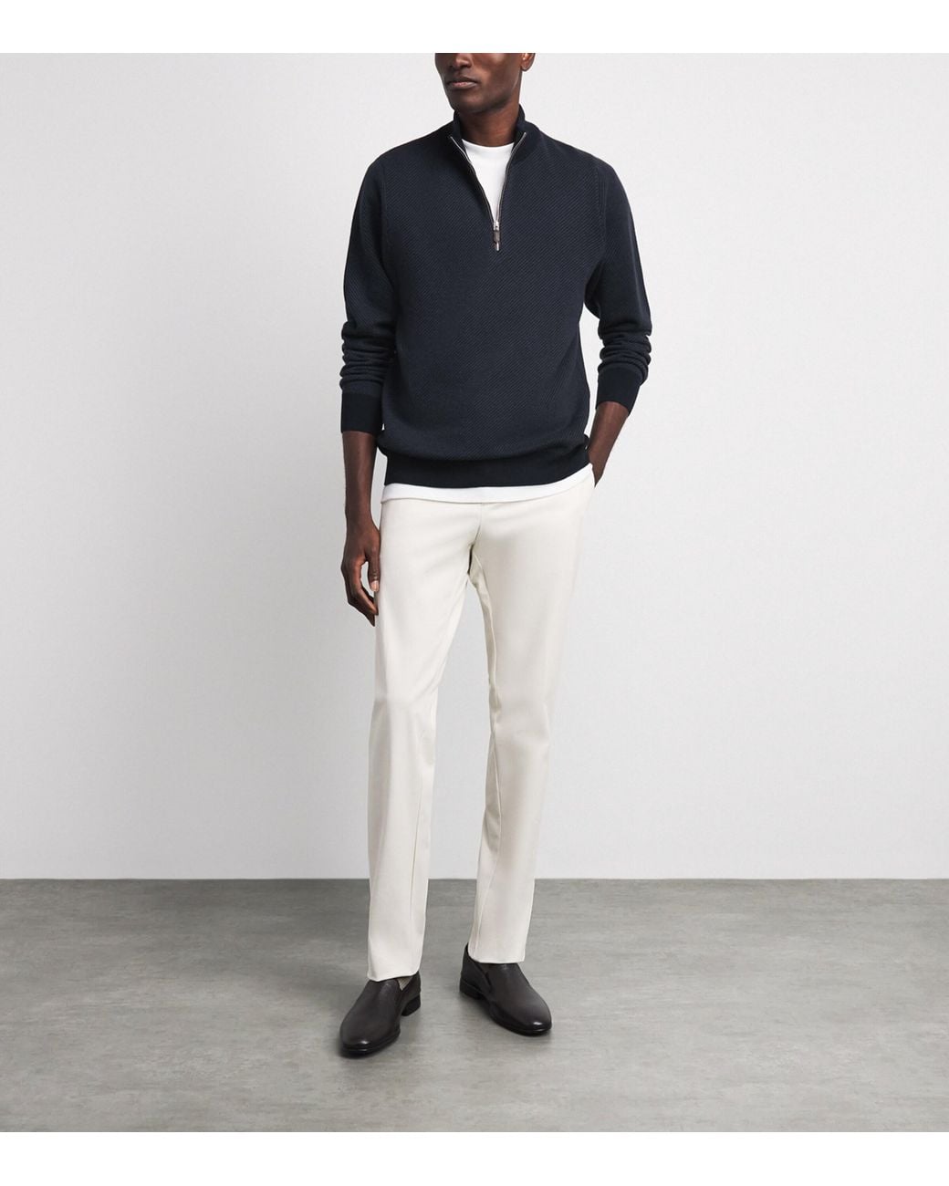 N.Peal Cashmere Blue Cashmere Quarter-Zip Temple Sweater for men