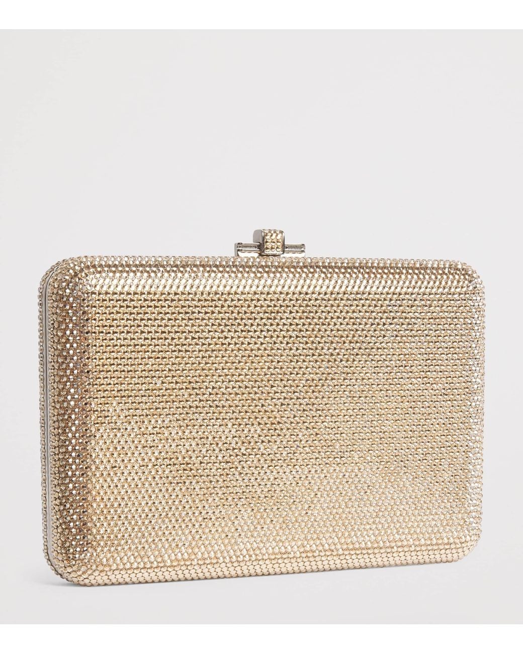 Judith Leiber Natural Crystal-Embellished Slim Slide Clutch Bag