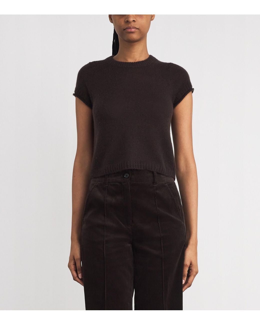 ME+EM Black Wool-Cashmere-Silk Knitted T-Shirt