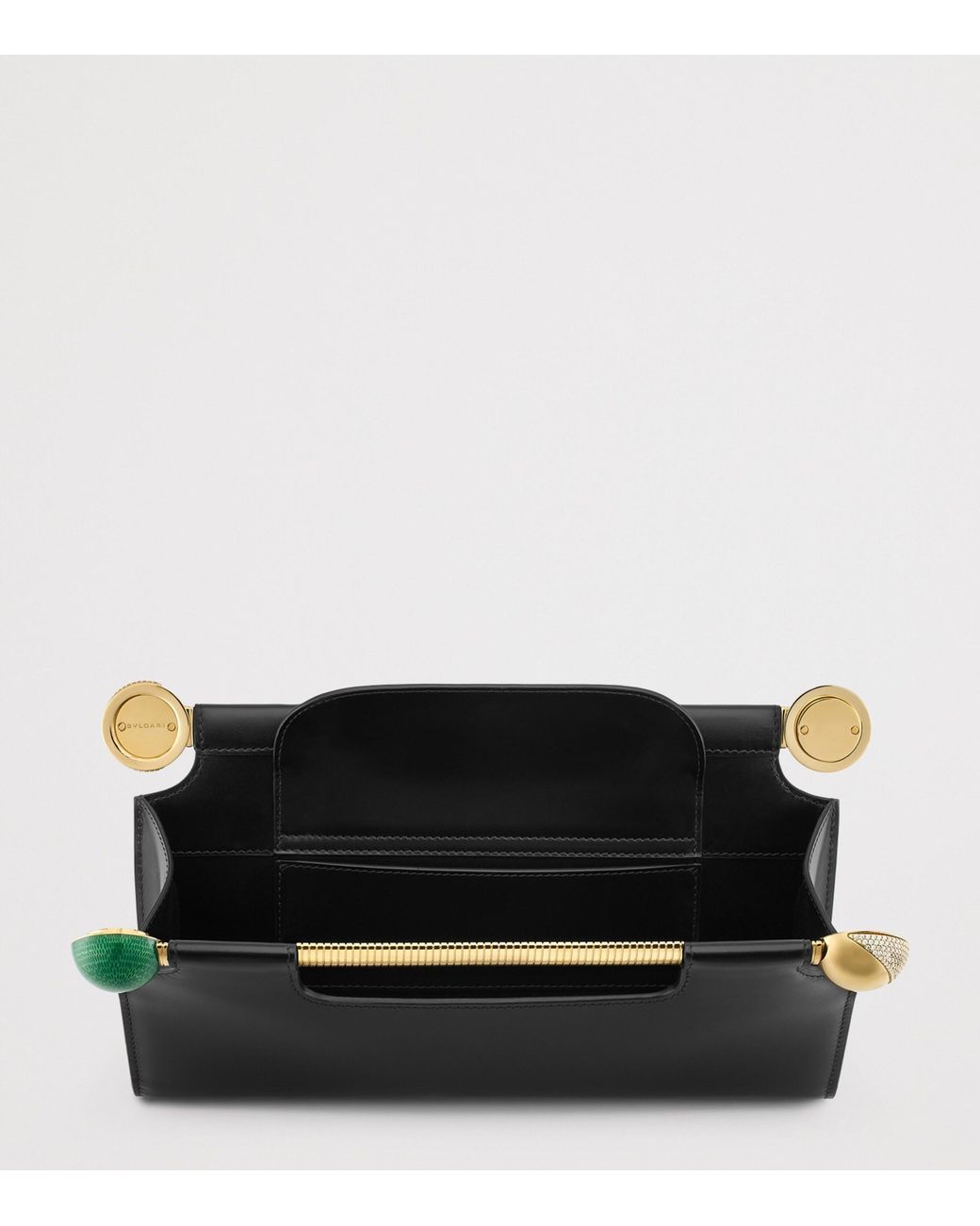 BVLGARI Black Leather Tubogas Sphere Clutch Bag