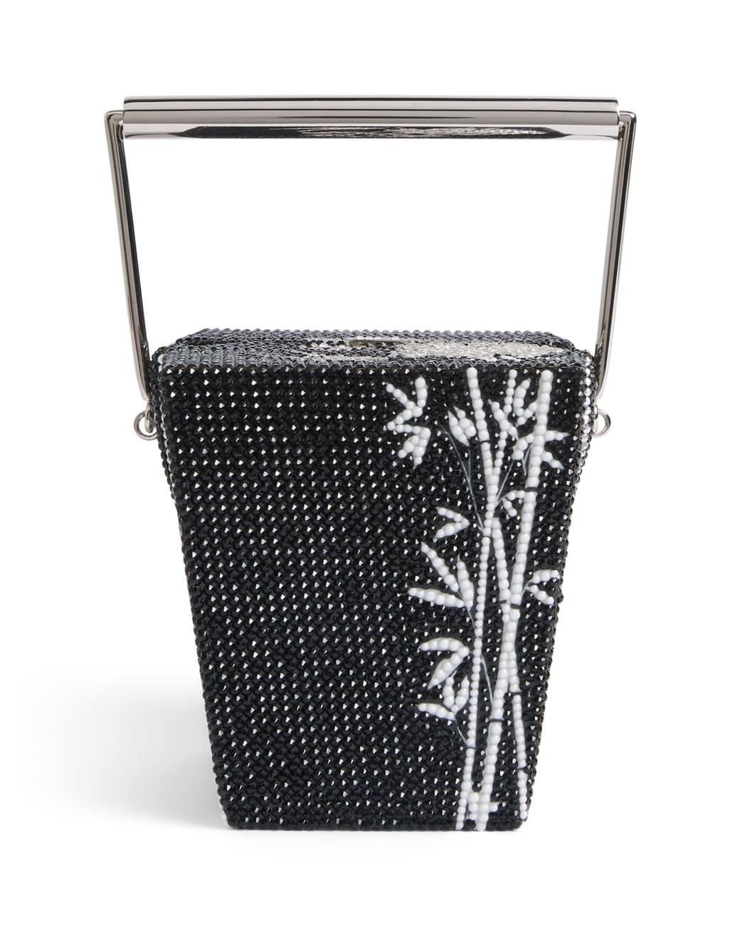 Judith Leiber Black Take Out Box Bamboo Clutch Bag