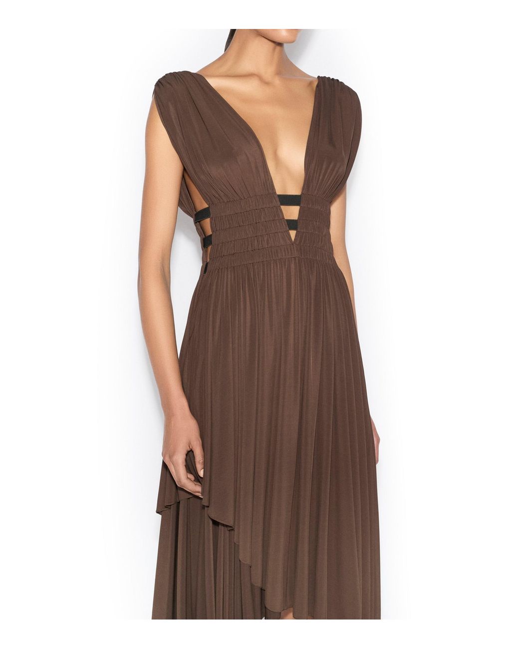 Alaïa Brown High-Low Midi Dress