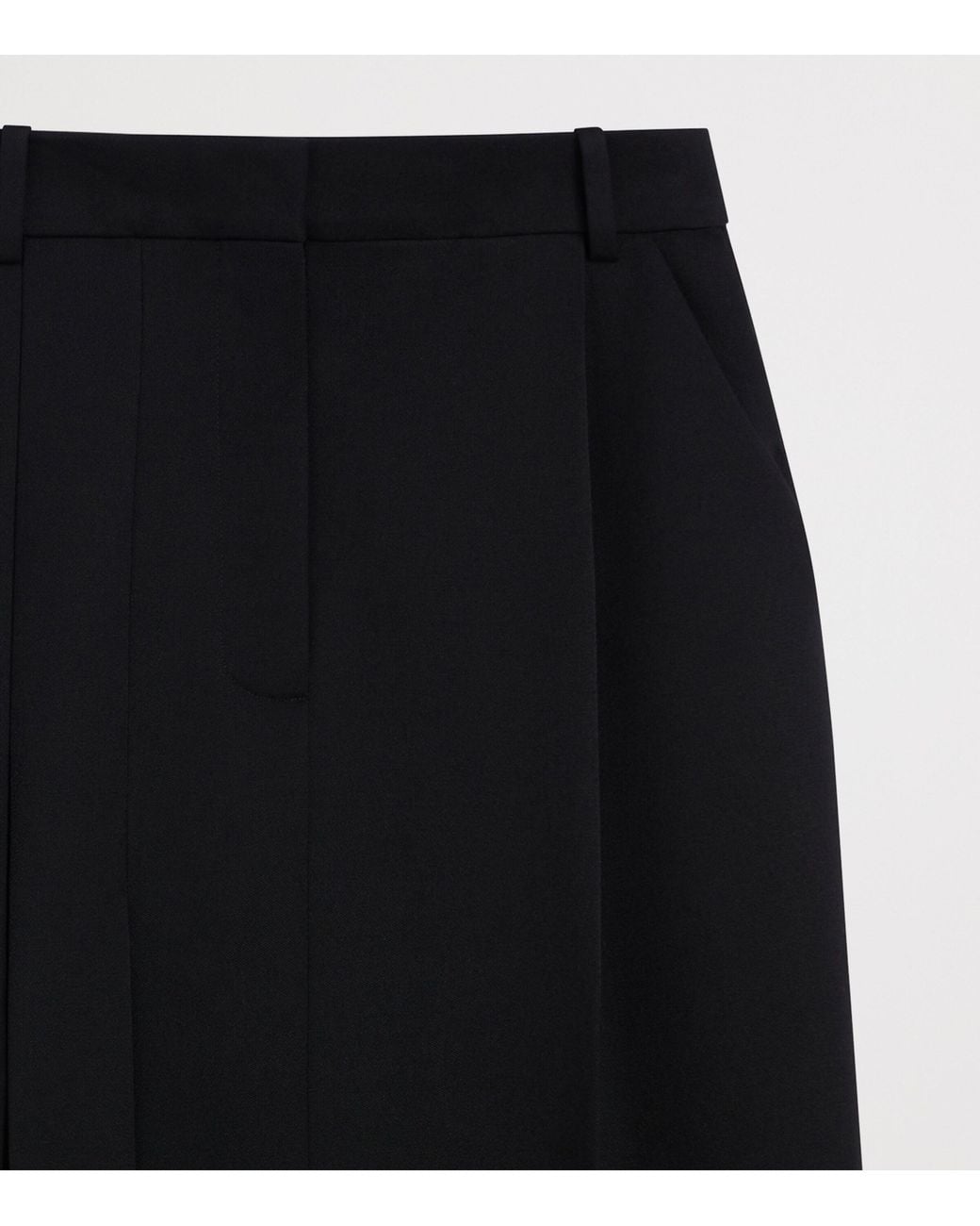 Givenchy Black Wool Pleated Midi Skirt