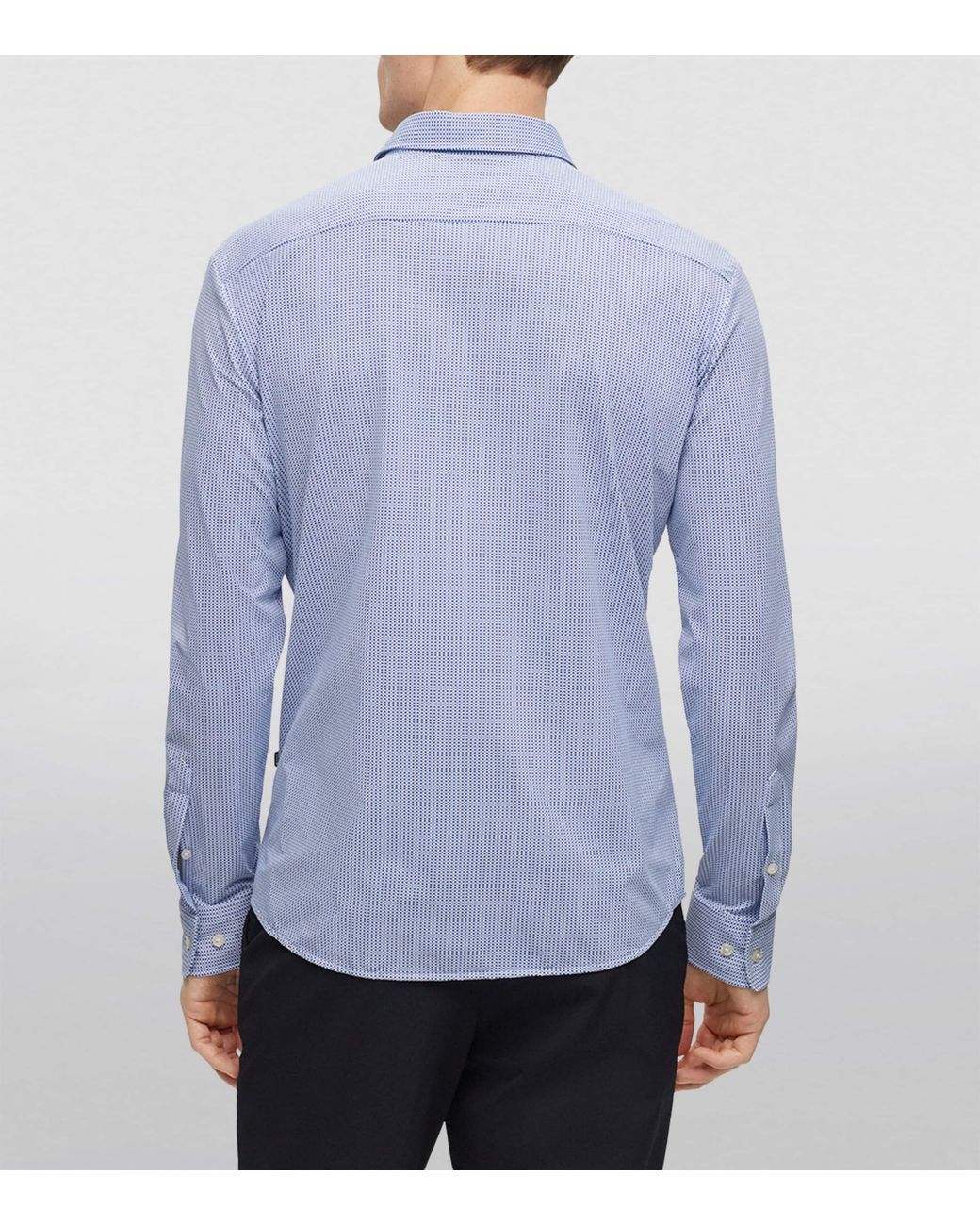 Boss Blue Performance-Stretch Jersey Printed Shirt for men