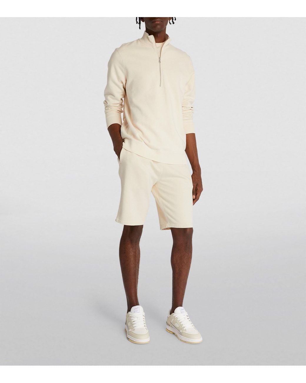Sunspel White Cotton-Blend Half-Zip Sweatshirt for men
