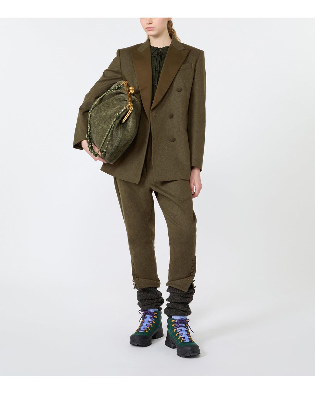 Weekend by Maxmara Green Virgin Wool-Blend Blazer
