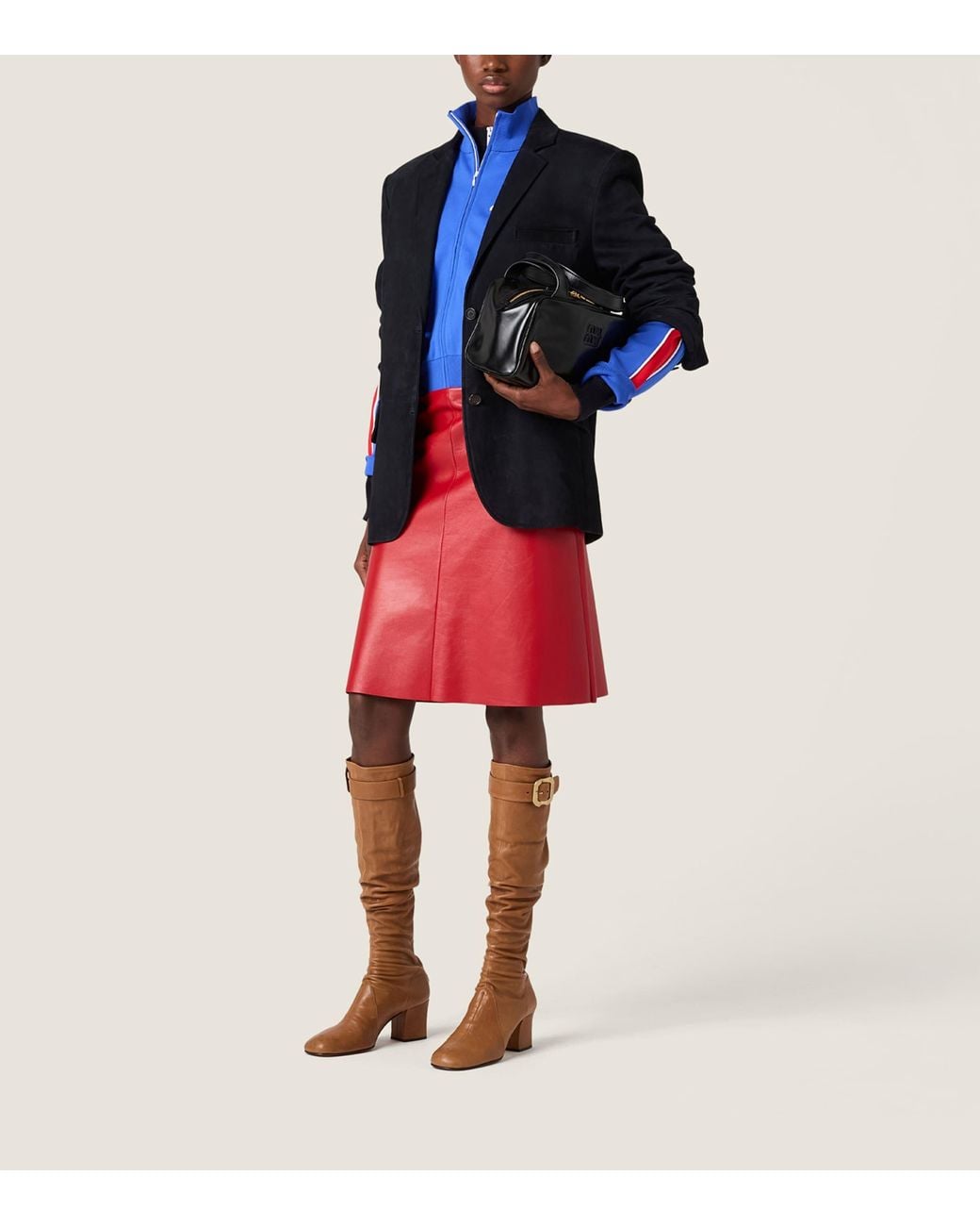 Miu Miu Black Waxed Suede Blazer