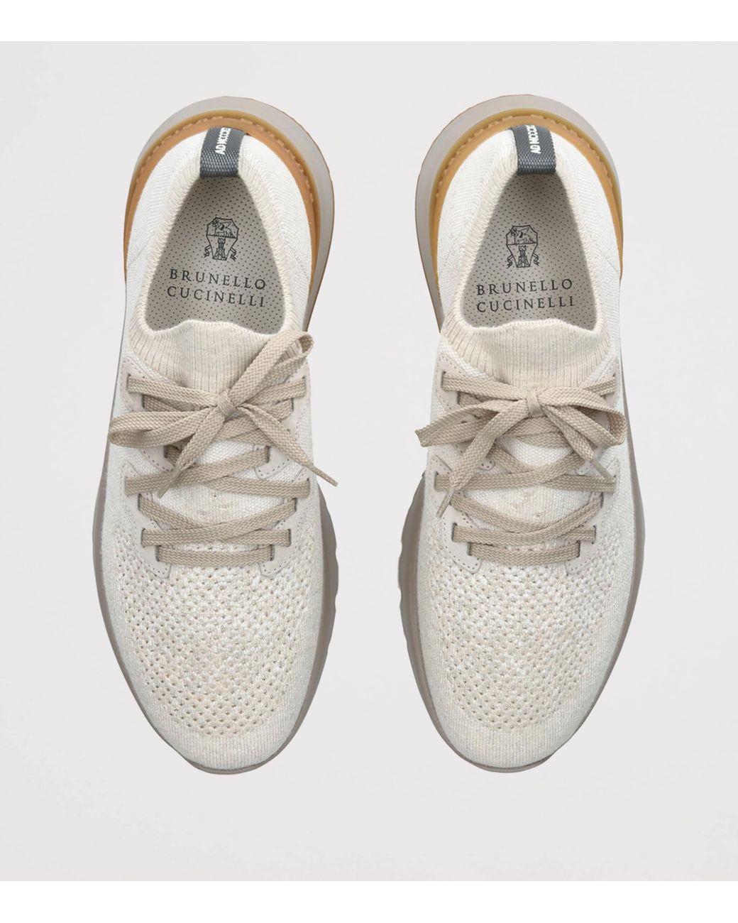 Brunello Cucinelli White Knitted Sneakers for men